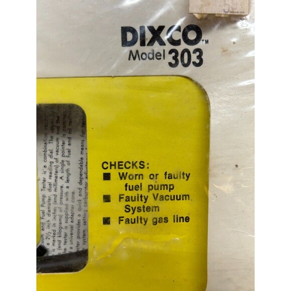 Vtg DIXCO Model 303 Vacuum & Fuel Pump Tester Guage New Sealed NOS - Picture 2 of 7